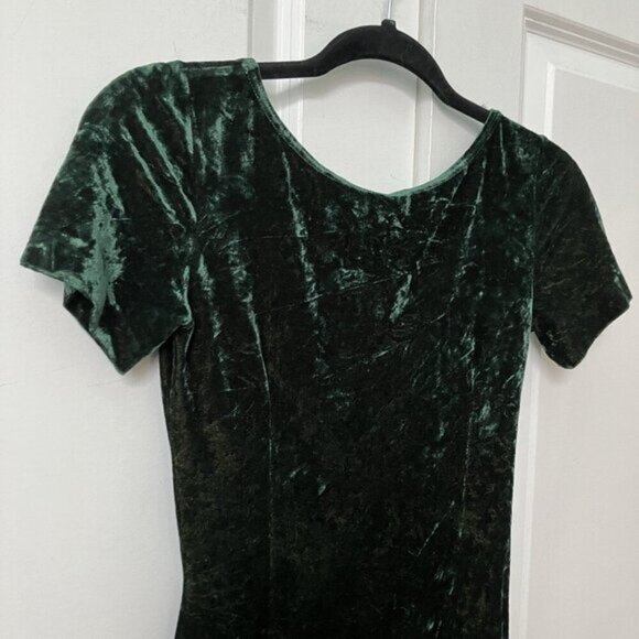 Vintage Jacob Mini Dress Womens S Green Crushed Velvet Low Back 90s Whimsygoth - Picture 6 of 10
